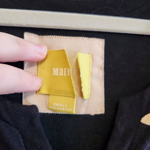 Anthropologie Maeve Davina Layered Polka Dot Dress Black Tan Size Small - Picture 8 of 13